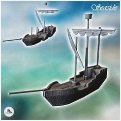 1-PREM.jpg Fichier STL Bateau médiéval avec voile pliée et mât poste d'observation (4) - Médiéval Gothique Féodal Ancien Archaïque Saga 28mm 15mm RPG・Objet imprimable en 3D à télécharger