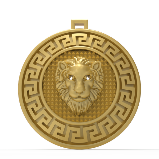 Lion face round pendant 3D model
