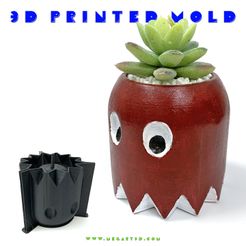 2D PEINTEP VOLD www MEGARTID.COM STL file Pac-man pot mold・3D printer design to download