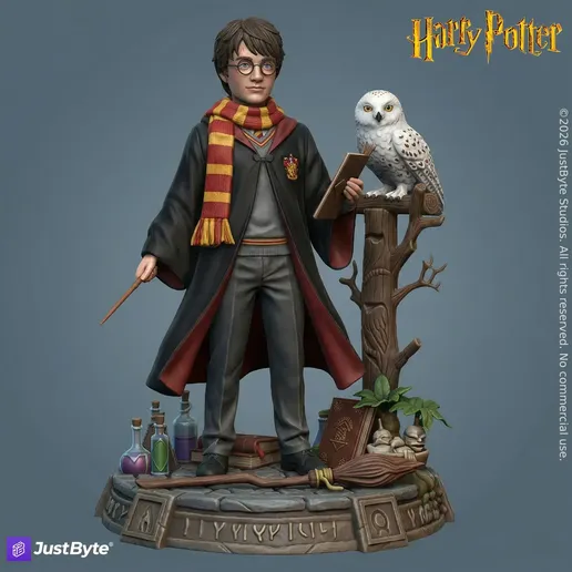 Harry Potter & Hedwig - Detailed Wizard Diorama - 3D Printable STL