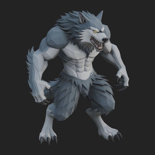 Standing Werewolf Statue Design 1 - 3D Print Model