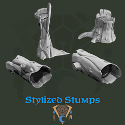 Stylized Stumps e, OBJ file Stylized stumps for basing・3D printer model to download, Blue_moon_workshop