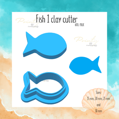 Fish J clay cutter ether, STL FILE «Sizes: ry 5mm, 20mm, 5mm and San Fish clay cutter | Sea animal clay cutter | Summer clay cutter | Polymer clay tool | Clay cutter | Cookie cutter