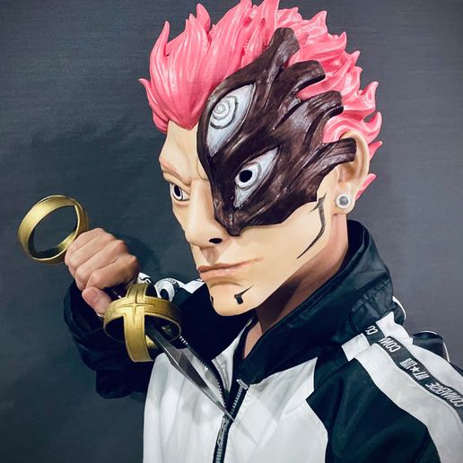 Sukuna Final Form Head Mask (With Hair) - Jujutsu Kaisen Cosplay - Anime Netflix Series