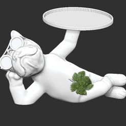 ZBrush-ScreenGrab03.jpg Fichier STL majordome dog v5 nu avec sa feuille de vigne bouledogue・Modèle à télécharger et à imprimer en 3D