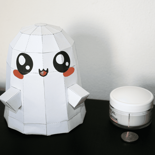 Cute_Ghost_1.png Ghost Lowpoly - Papercraft Template (No 3D Print)
