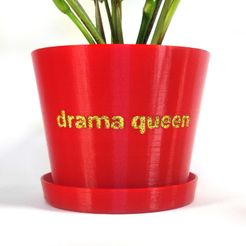 square-thumbnail.jpg STL-Datei "Drama Queen" Pflanzentopf - mit oder ohne Drainage und Untersetzer・3D-druckbare Vorlage zum herunterladen