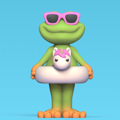 Cod1557-Swimming-Frog-1.png Archivo 3D Rana nadadora・Objeto de impresión 3D para descargar, Usagipan3DStudios