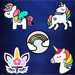 UNICORNIO.jpg Free STL file KIT of 5 Unicorn Cookie Cutters・3D print model to download