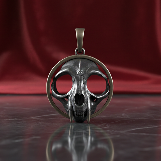 Saber Tooth Cat Skull Pendant