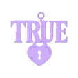 True Pendant.stl TRUE Heart Lock Word Sign