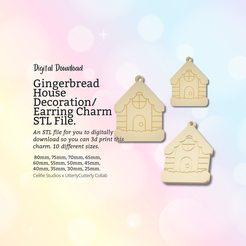 Cover-7.png Christmas Gingerbread House Earring Charm STL File - Digital Download -12 Tamaños- Collar Adorno Pendiente Llavero Diseño Moderno