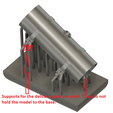 Supports for the dell hold the model to the base 1/35 scale WWII Soviet KV tank cylindrical fuel cell.
