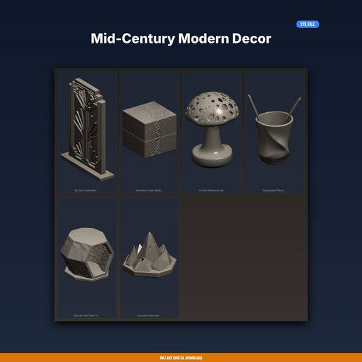 Mid-Century Modern Decor - 6-Model STL Bundle
