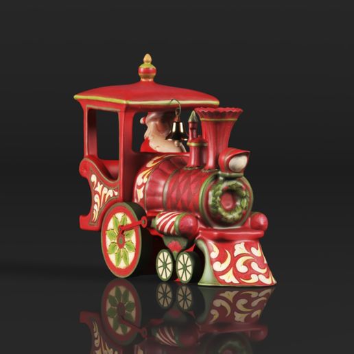 Enesco Jim Shore Heartwood Creek Santa In Christmas Train Engine Figurine - 6 Inch Red Santa Collectible