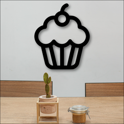Cupcake.png Archivo STL Cupcake decoración de pared・Modelo de impresora 3D para descargar
