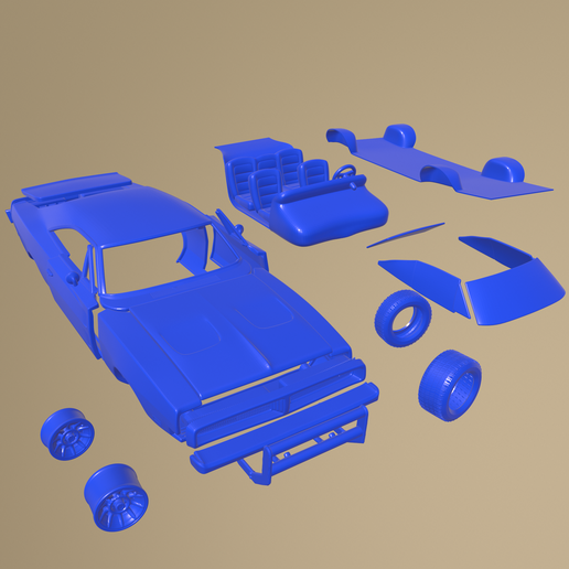 A010.png Dodge Charger General Lee 1969 Printable Car In Separate Parts