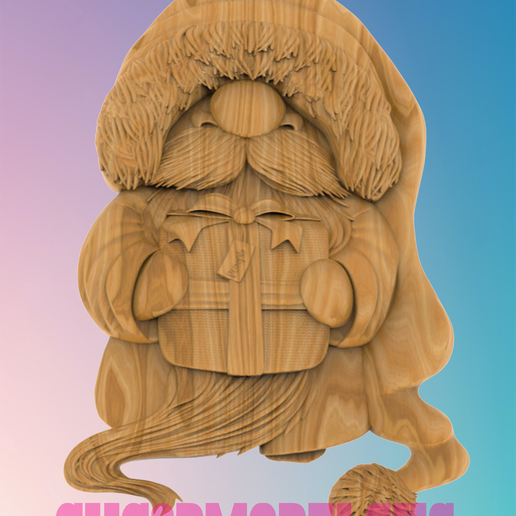 3.png Гном, Санта Клаус, 3D МОДЕЛЬ STL ФАЙЛ ДЛЯ ЛАЗЕРНОГО И 3D ПРИНТЕРА С ЧПУ