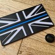20231002_133535.jpg UK The Thin Blue Line Double Sided Flag Police Law Enforcement Memorial Union Jack With Stand.