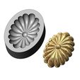 Mold-Oval-ribbed-rosette-07.jpg Oval ribbed rosette relief and mold 3D print model