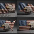 US-Flag-and-Map-Eagle-Pack-©.jpg USA Flag and Map - Eagle - Pack - CNC Files For Wood, 3D STL Models
