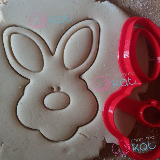 Cortador de galletas cara de conejo 8 cm cortador y timbre desmontables.