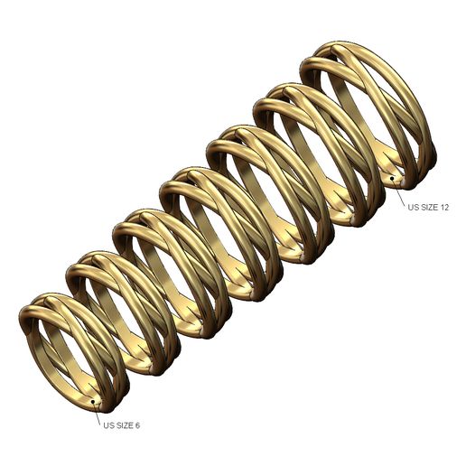 Triple interlocking hoop wire ring US sizes 6to12 3D print model 3D model
