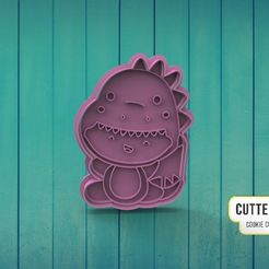 bebe-dino.jpg Fichier STL Découpeur de biscuits pour bébé en costume de dinosaure・Design à télécharger et à imprimer en 3D