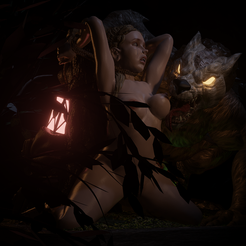 R.png STL file Rachel and the wolf・Model to download and 3D print