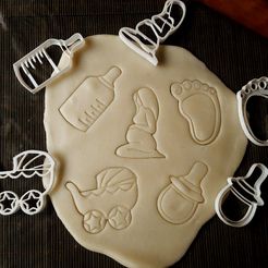 Bshower5.jpeg x5 Baby shower cookie cutters, dough - new born baby