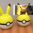 pikaball1.png PikaBall Phone Holder: Pikachu Pokeball Design