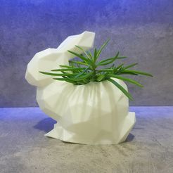 conejo2.jpg Free STL file Rabbit Pot low poly・3D printing idea to download