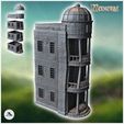1-PREM.jpg High building with round balcony on each floor and large cupola on roof (2) - Medieval Gothic Feudal Old Archaic Saga 28mm 15mm RPG