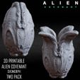 COVENANT_EGG_TWO-PACK-CULTS3D.jpg 3D PRINTABLE ALIEN COVENANT CLOSED AND OPEN EGG