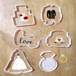 boda.jpg OBJ file Wedding cookie cutter pack・3D printable model to download