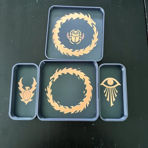 Thousand Sons Egypt design Dice Tray – Modular Two-Color Rolling Tray with Side Trays & Lid