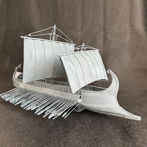 🚢 Ancient Roman warship - Trireme・ STL File for 3D printing・Cults