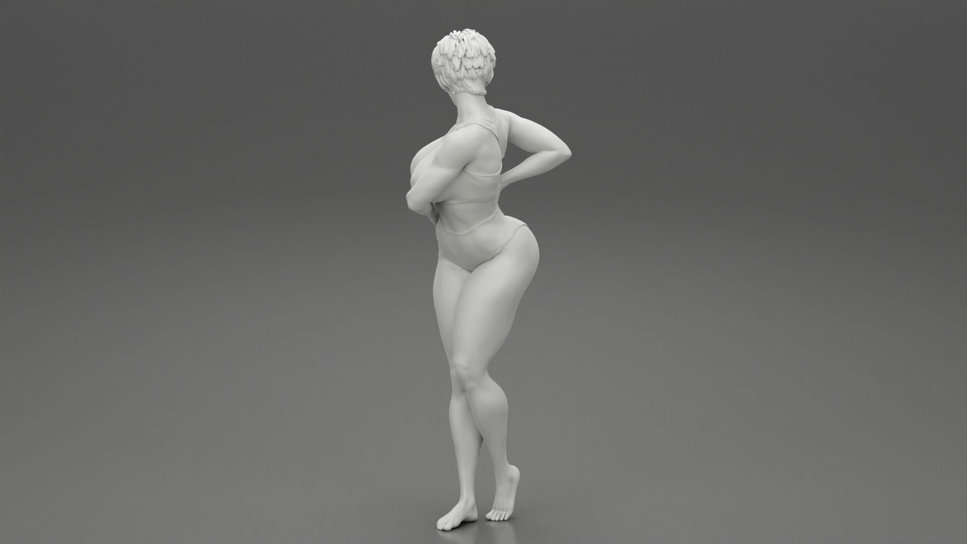 GIRL-09.jpg Fichier 3D Belle femme brune aux cheveux courts portant un bikini Mode d'impression 3D・Plan pour imprimante 3D à télécharger, 3DGeshaft
