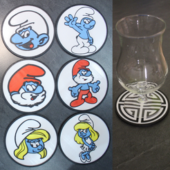 Sans-titre4.png Fichier STL 6 Coaster Smurf・Objet pour impression 3D à télécharger