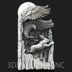 1.png Archivo 3D Modelo 3D Archivo STL para CNC Router Láser e Impresora 3D Águila y Conejito bajo la Luna・Diseño para descargar y imprimir en 3D
