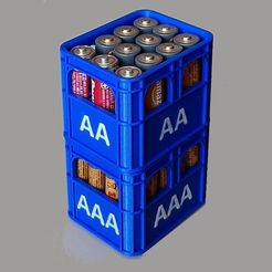 b45423d9-bea9-4bb3-a188-cb11d757365d.jpeg Free 3D file Beer Crate battery holder AA/AAA stackable plus letters・Model to download and 3D print, eferbel