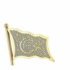 1.jpg Badge du drapeau turc avec diamants modèle imprimable en 3d