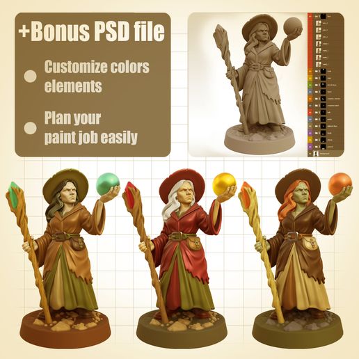 🎲 High-Quality 3D Printable Miniature Forest Seeress・Free OBJ File for ...