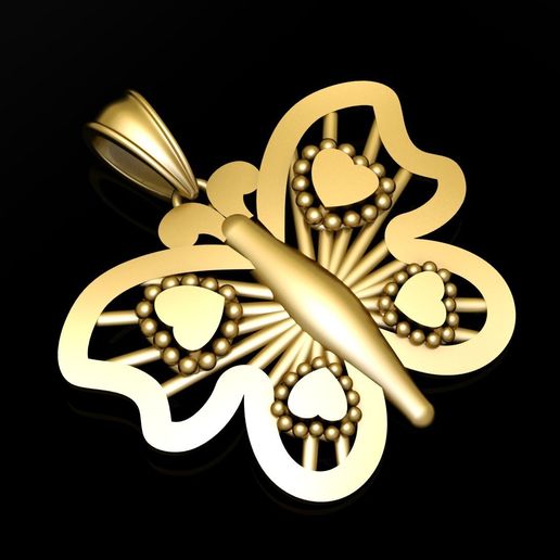 GOLDEN BUTTERFLY PENDANT 3D PRINTABLE MODEL 3D model