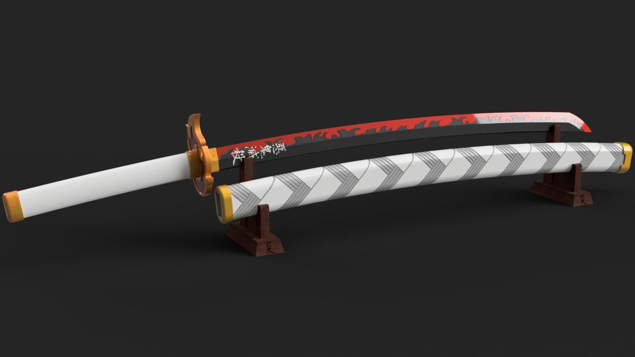 3d File Demon Slayer Kimetsu No Yaiba Kyojuro Rengoku Katana Scabbard 3d Printable Model To Download Cults