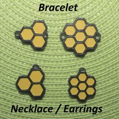 IMG_7364.jpg STL file 4 Bee Hive Necklaces, Bracelets, Earrings, Jewelry・3D print object to download