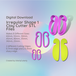 Cover-7.png 3D file Irregular 1 Clay Cutter - Organic arc STL Digital File Download- 8 sizes and 2 Earring Cutter Versions, cookie cutter・3D printable model to download
