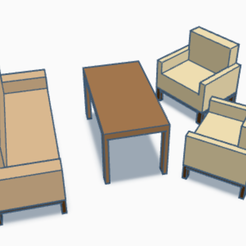 DollHouse50s1.png STL-Datei Komplettes Wohnzimmerset im 50er Jahre Stil für Puppenhäuser・3D-druckbare Vorlage zum herunterladen