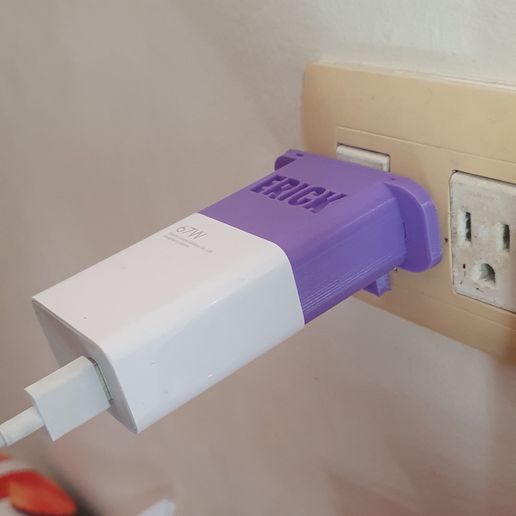 Support for European type charger with American type adapter 3D model