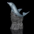 ShopB.jpg Dolphin on the rock STL 3D print model High-Polygon The file is easy to print without any supports!